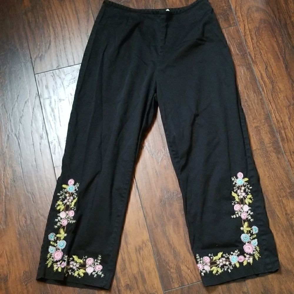 Edward Petite Embroidered Cropped Pants